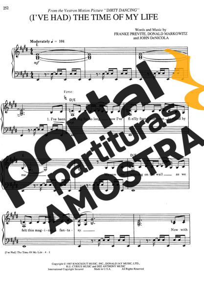 F. Previte, D. Markowitz, J. DeNicola  partitura para Piano