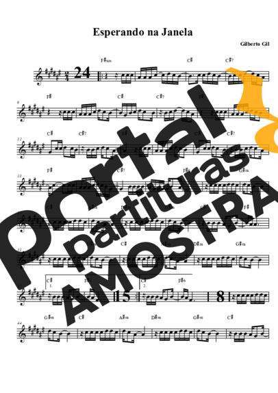 Gilberto Gil  partitura para Saxofone Tenor Soprano (Bb)