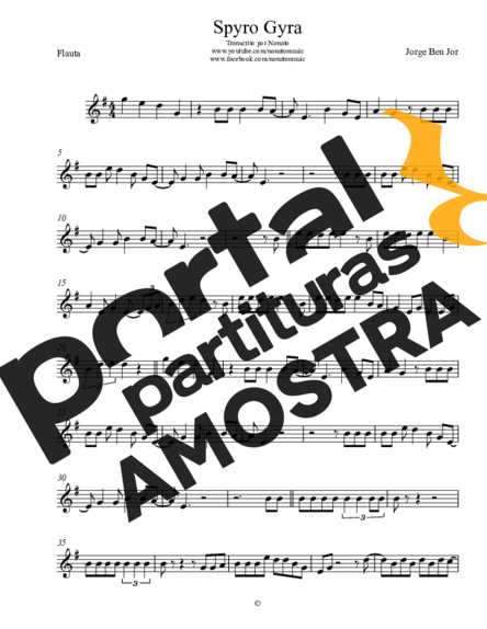 Jorge Ben Jor  partitura para Flauta Transversal