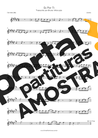 Juanes  partitura para Clarinete (Bb)