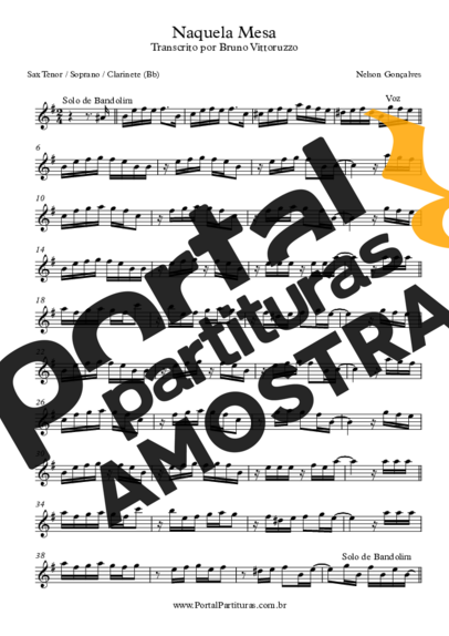 Nelson Gonçalves  partitura para Saxofone Tenor Soprano (Bb)