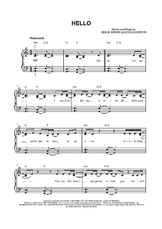 32104 Spartiti - Hello - Pianoforte
