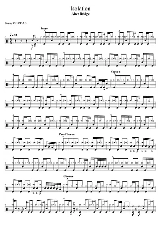 44530 Sheet music - Isolation - Drums