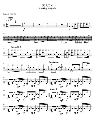 38285 乐谱 - So Cold - 鼓