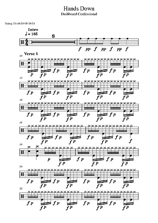39979 Sheet music - Hands Down - Drums