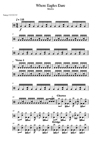 40021 Partitura - Where Eagles Dare - Bateria