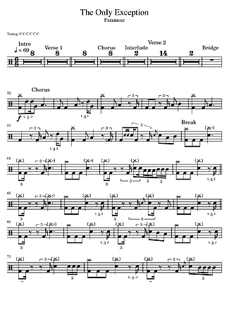 37584 楽譜 - The Only Exception - ドラム