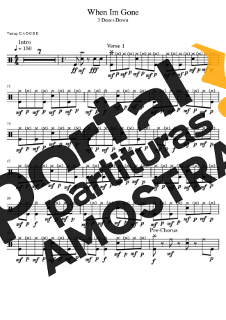 3 Doors Down  partitura para Bateria