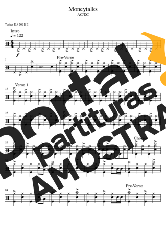 AC/DC  partitura para Bateria