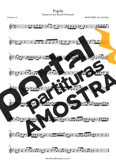 ANAVITÓRIA feat. Vitor Kley Pupila partitura para Clarinete (C)