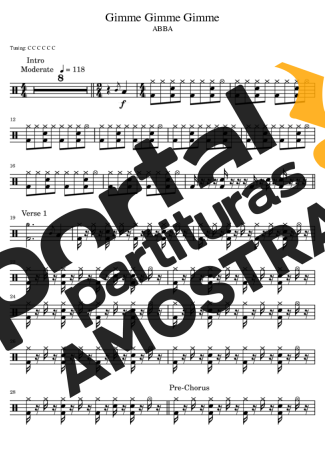 Abba  partitura para Bateria