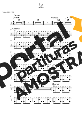 Abba  partitura para Bateria