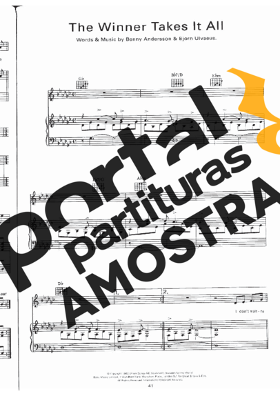 Abba The Winner Takes it All partitura para Piano