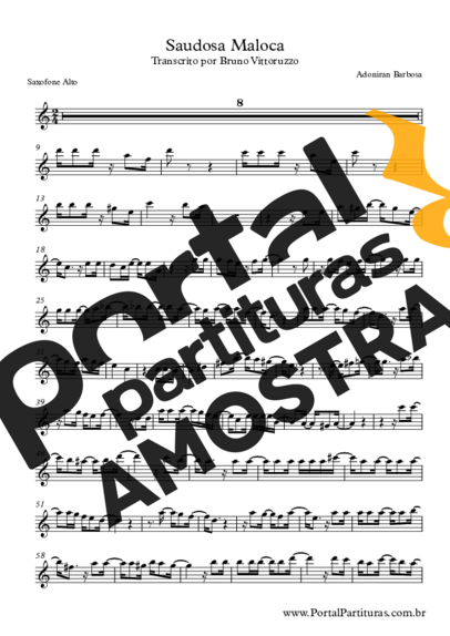 Adoniran Barbosa Saudosa Maloca partitura para Saxofone Alto (Eb)