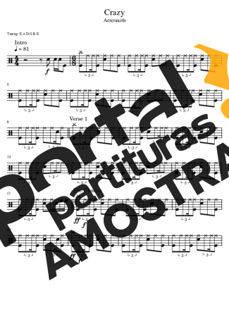 Aerosmith  partitura para Bateria