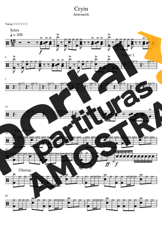 Aerosmith  partitura para Bateria