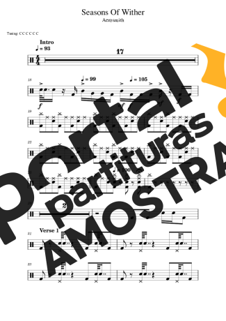 Aerosmith  partitura para Bateria