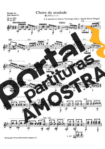Agustin Barrios  partitura para Violão