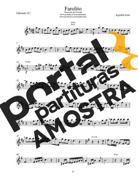 Agustin Lara  partitura para Clarinete (C)