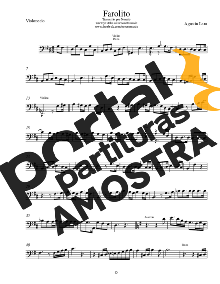 Agustin Lara  partitura para Violoncelo