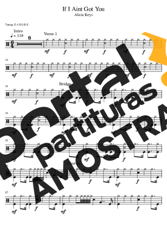 Alicia Keys  partitura para Bateria