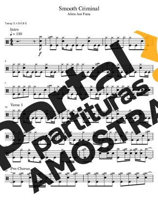 Alien Ant Farm Smooth Criminal partitura para Bateria