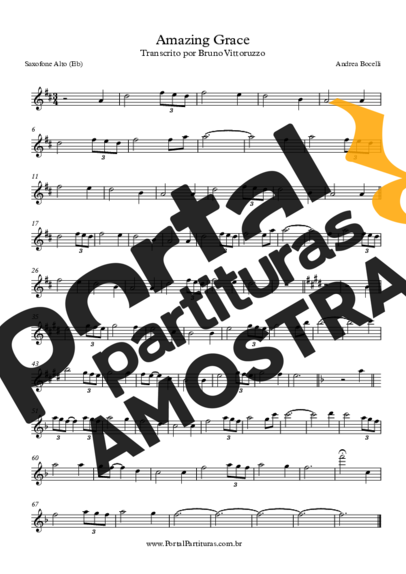 Andrea Bocelli Amazing Grace partitura para Saxofone Alto (Eb)