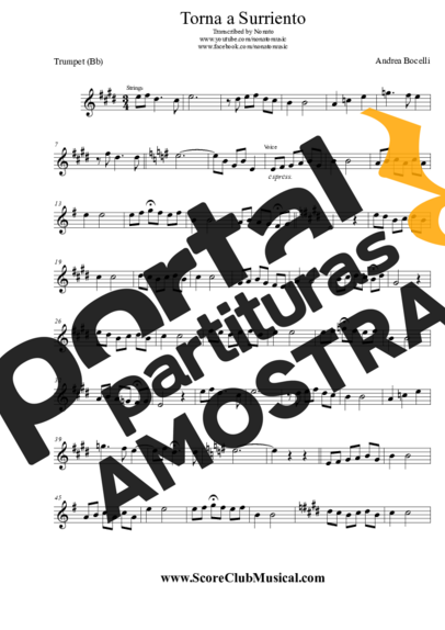 Andrea Bocelli  partitura para Trompete