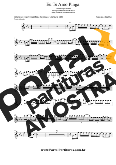 Antony e Gabriel  partitura para Saxofone Tenor Soprano (Bb)