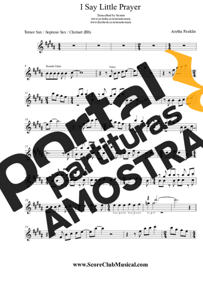 Aretha Franklin  partitura para Saxofone Tenor Soprano (Bb)