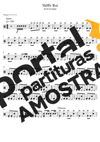 Avril Lavigne  partitura para Bateria