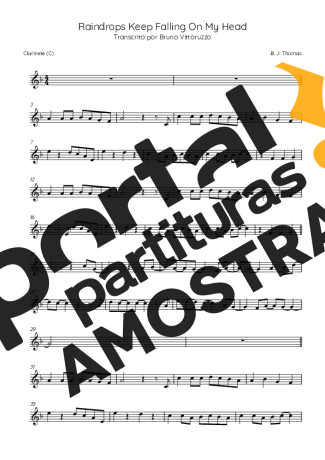 B.J. Thomas  partitura para Clarinete (C)