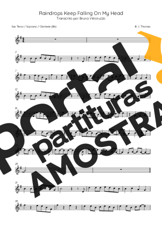 B.J. Thomas  partitura para Saxofone Tenor Soprano (Bb)