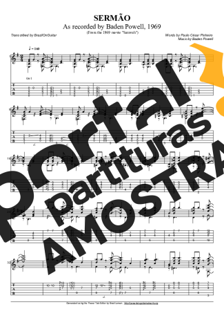 Baden Powell  partitura para Violão