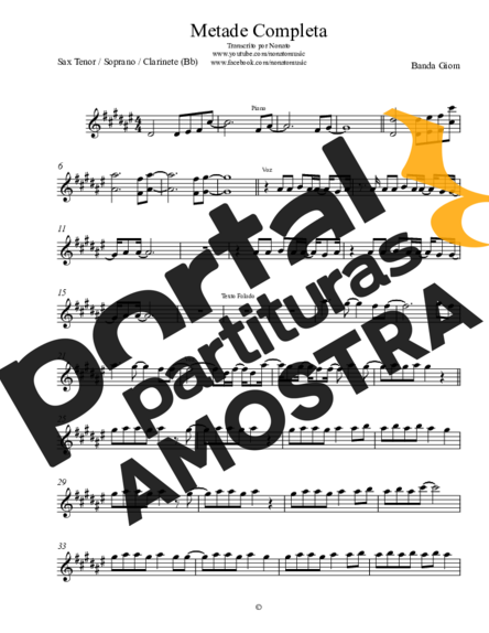 Banda Giom  partitura para Saxofone Tenor Soprano (Bb)