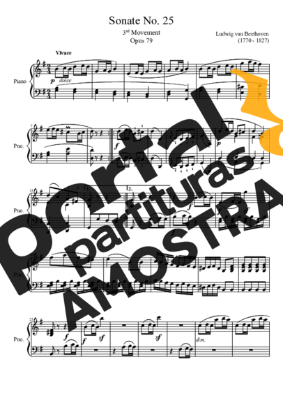 Beethoven Sonata No 25 3rd Movement partitura para Piano