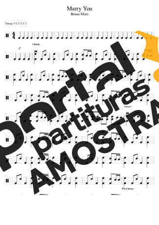 Bruno Mars Marry You partitura para Bateria