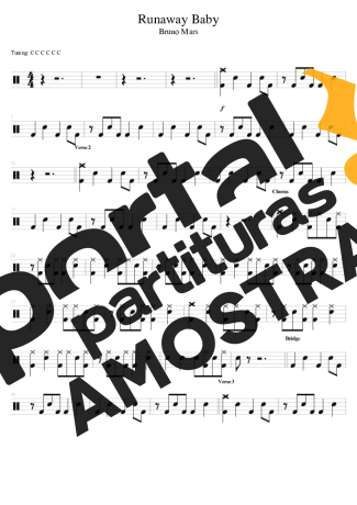 Bruno Mars  partitura para Bateria