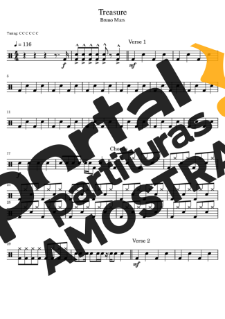 Bruno Mars  partitura para Bateria