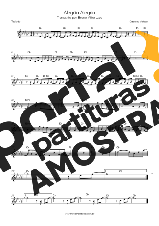 Caetano Veloso  partitura para Teclado