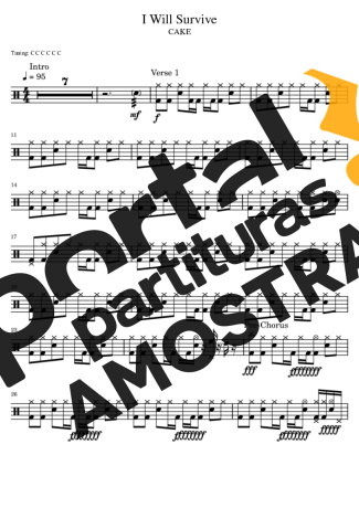 Cake  partitura para Bateria