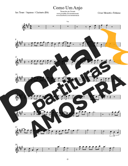 César Menotti e Fabiano  partitura para Saxofone Tenor Soprano (Bb)