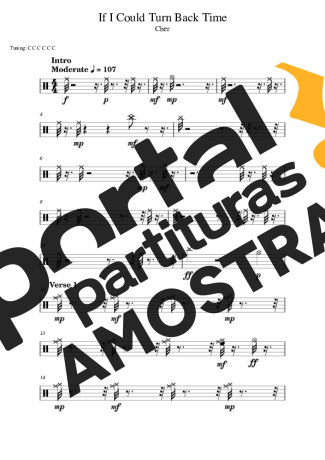 Cher  partitura para Bateria