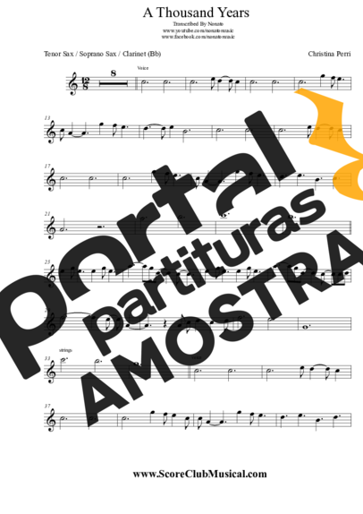 Christina Perri  partitura para Saxofone Tenor Soprano (Bb)