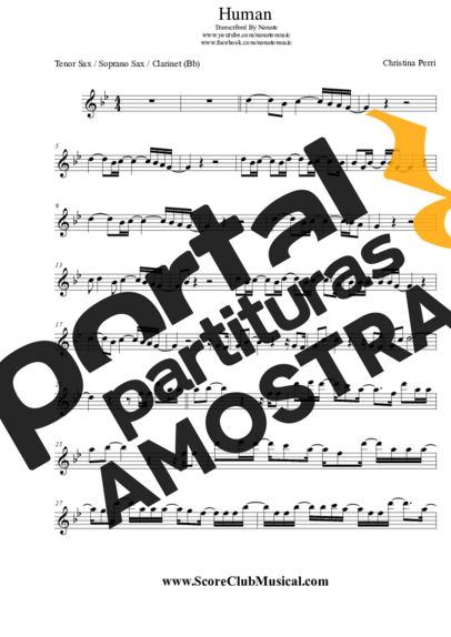 Christina Perri  partitura para Saxofone Tenor Soprano (Bb)
