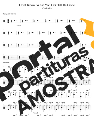 Cinderella Don´t Know What You Got Till It´s Gone partitura para Bateria