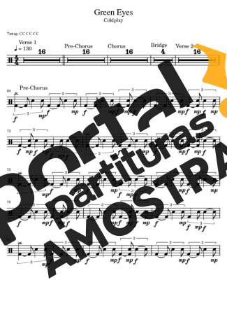 Coldplay  partitura para Bateria