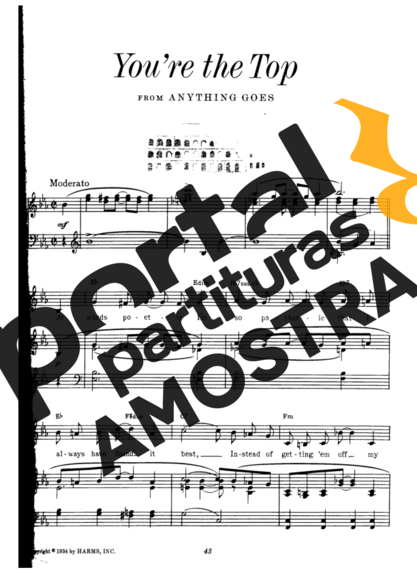 Cole Porter  partitura para Piano