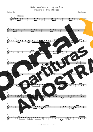 Cyndi Lauper Girls Just Want To Have Fun partitura para Clarinete (Bb)