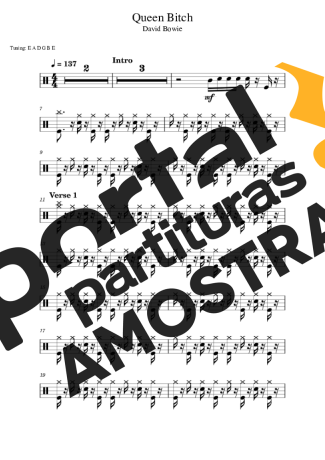 David Bowie  partitura para Bateria